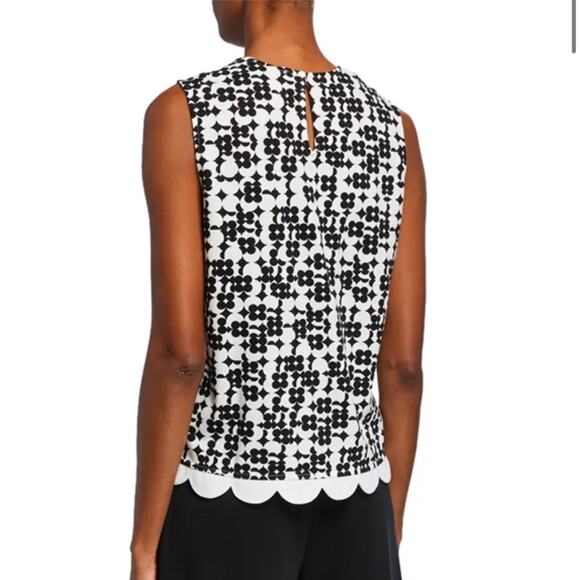 Joan Vass SET Mod-Print L Crewneck Shell w Scalloped Trim WITH matching M pants! - Picture 6 of 15